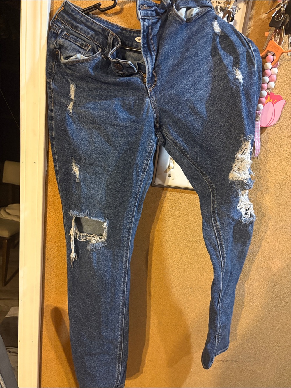 Old Navy High-Rise Distressed Blue Denim Jeans